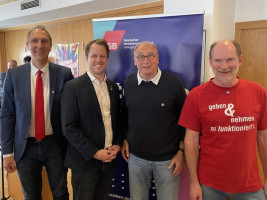 MdB Christoph Schmid, Landtagskandidat Fabian Wamser, 3. Bgm. Dietmar Bulling und DGB-Kreisvorsitzender Werner Hafner